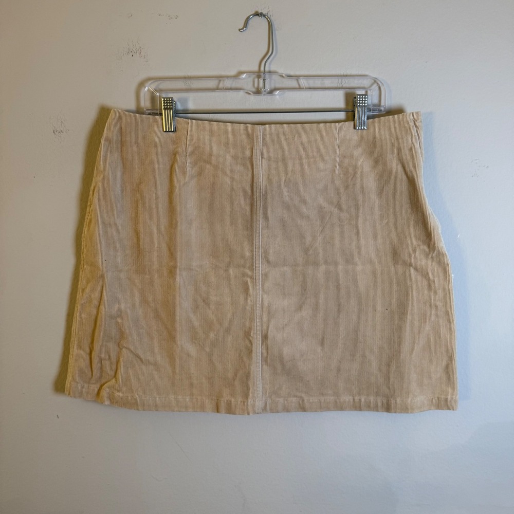 Tommy Hilfiger Beige Corduroy Mini Skirt Size 16 Preppy Side Zip Cotton Blend